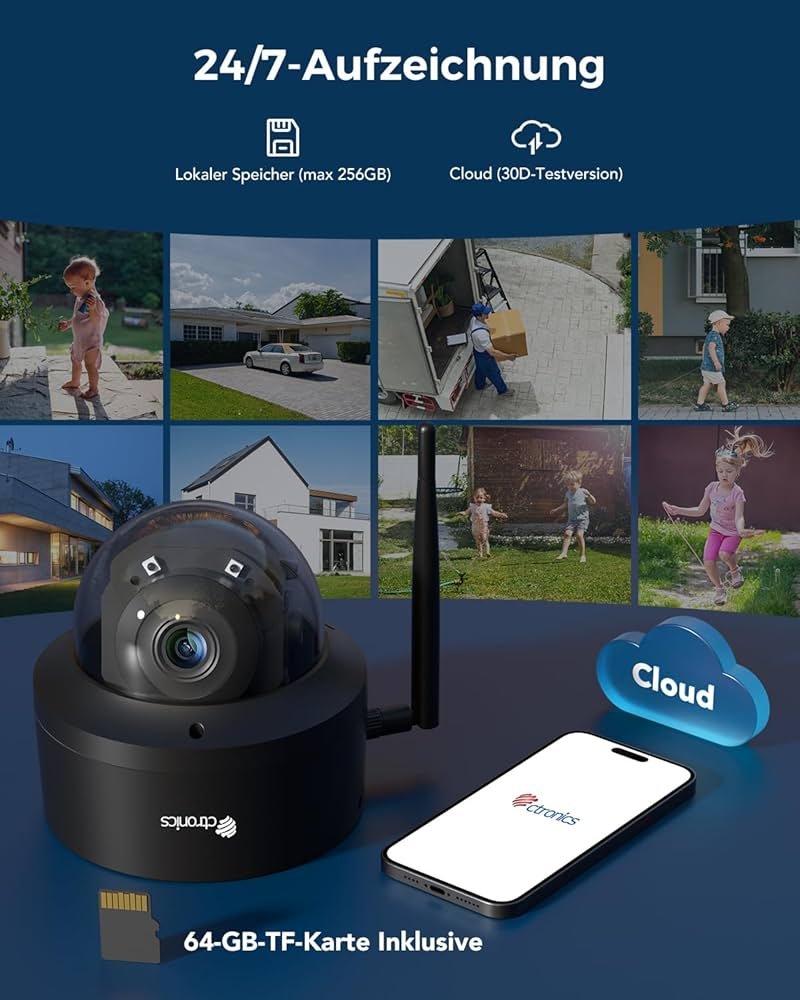 Amazon.co.jp: Ctronics 防犯カメラ 屋外 4K AI追跡機能 5GWi-Fi 人