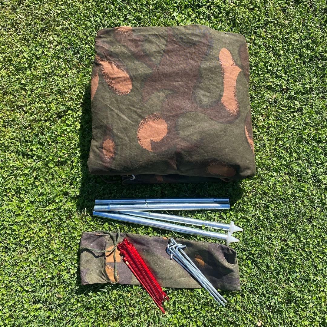 M*H様 【希少】ハンガリー軍　軍幕　テント　2枚連結　ファスナー付　ポール・ペ 軍幕❗️ハンガリー軍用テント ハリケーン迷彩 2枚セット